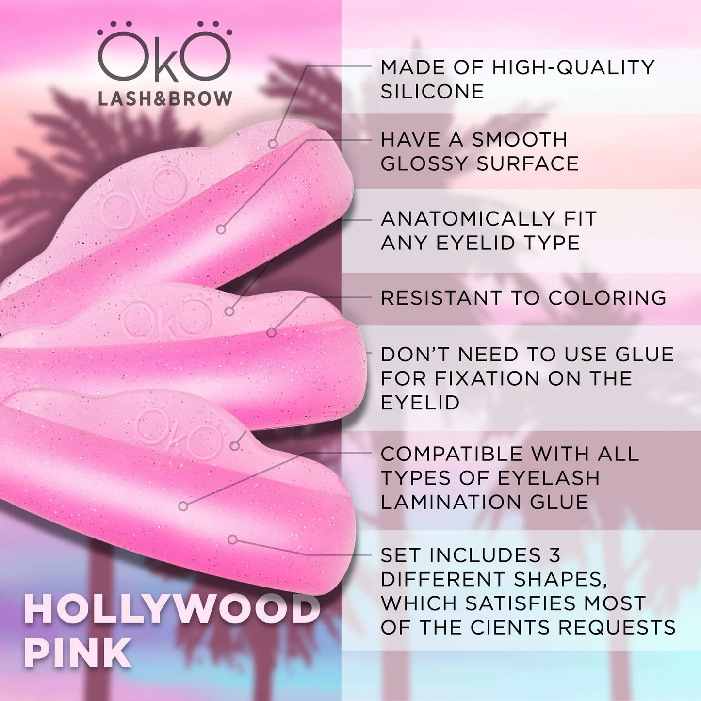 OKO Hollywood Pink Lash Lift Pads – Premium Silikonskjold